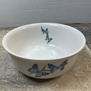 FTD White Ceramic Butterfly Bowl Made in Thailand